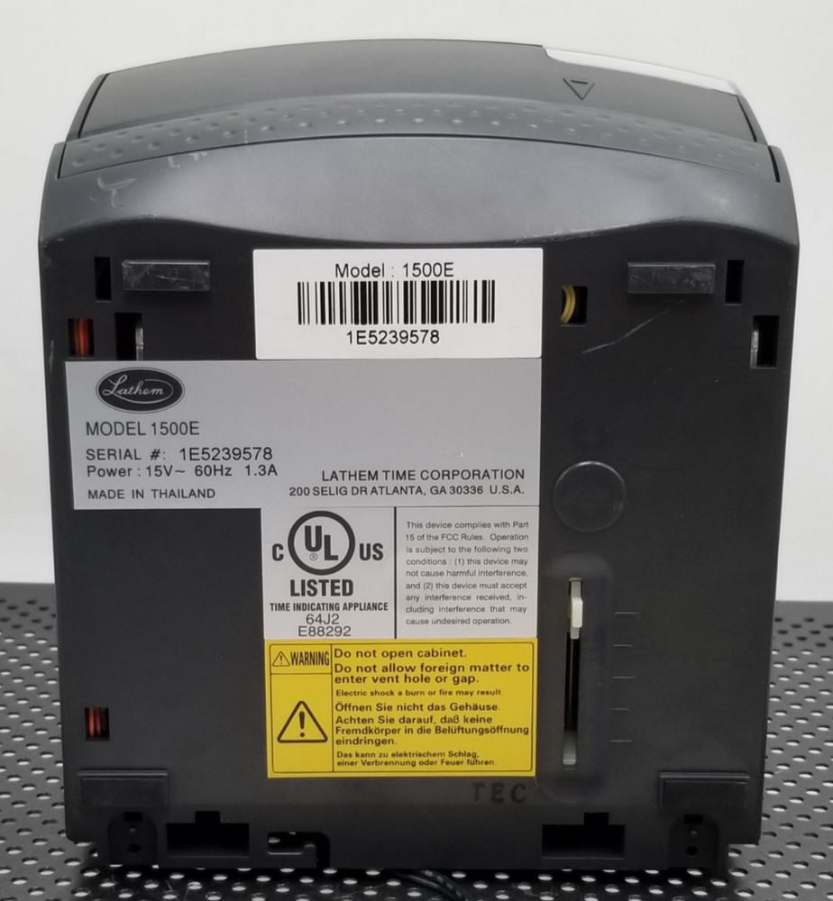 Lathem 1500e Atomic Time Clock with Power Adapter