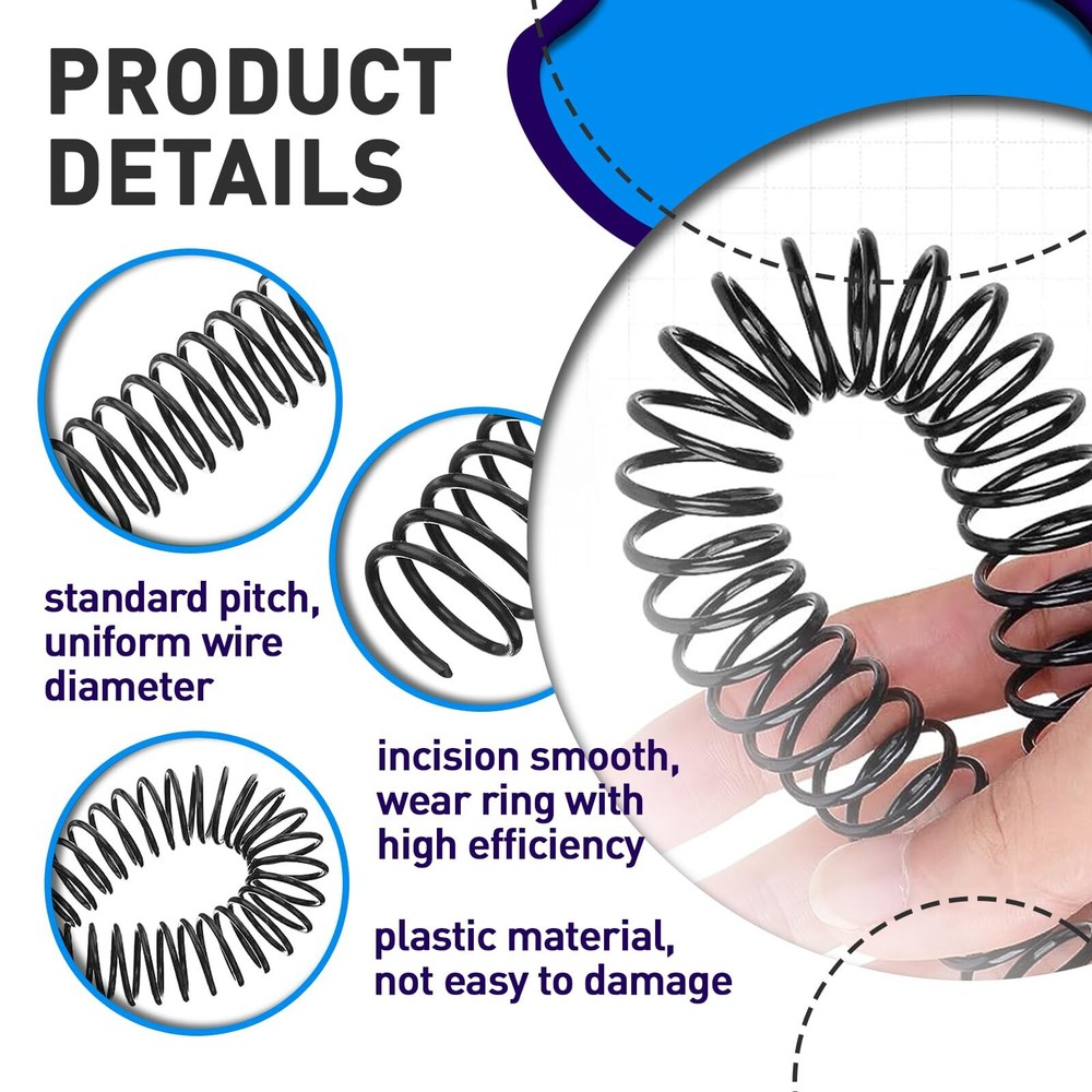 150 Pack Spiral Binding Coils 41 Pitch Plastic Binding Coils Kit 6 Different ...