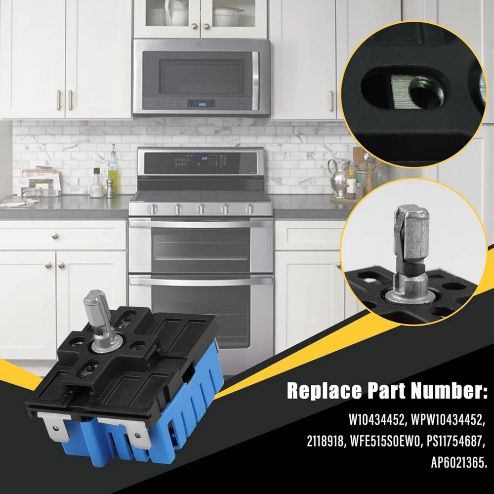 Range Dual Surface Infinite Switch W10434452 for Whirlpool Kitchenaid Stove