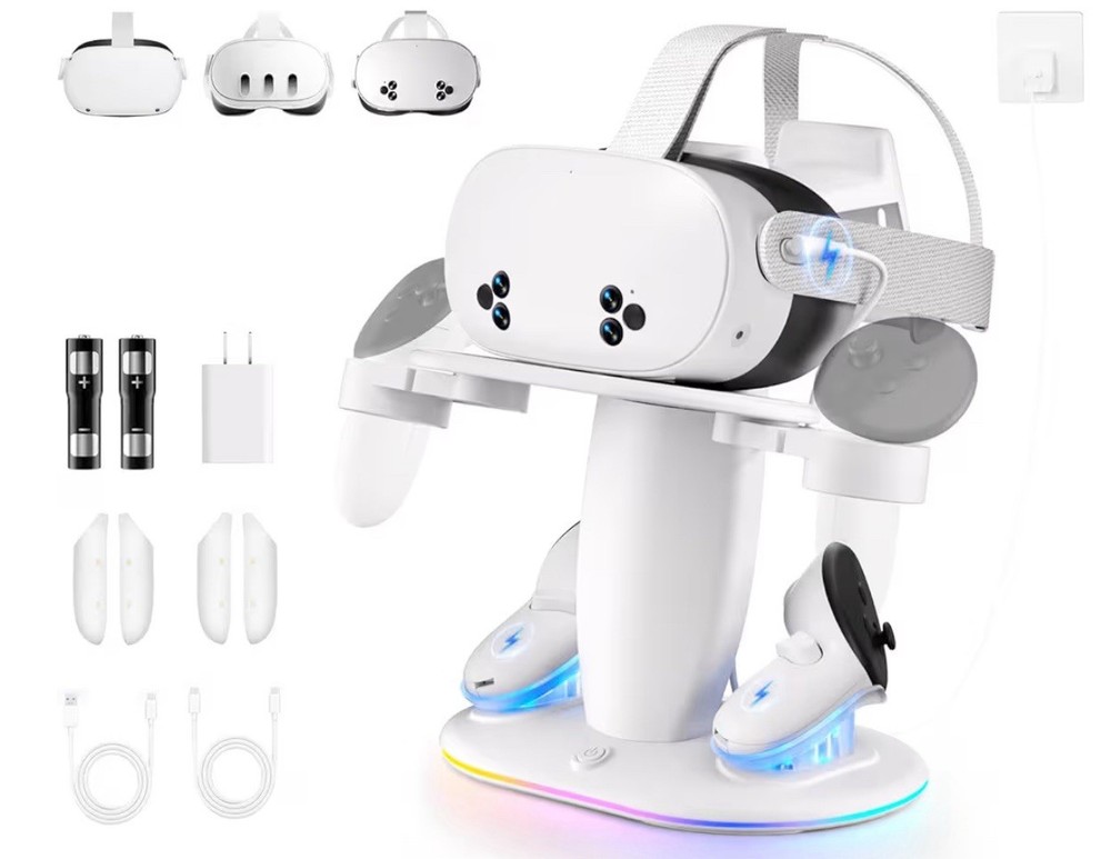 Saqico Charging Dock White USB-C for Meta Quest 2/3/3s Headset & Controllers