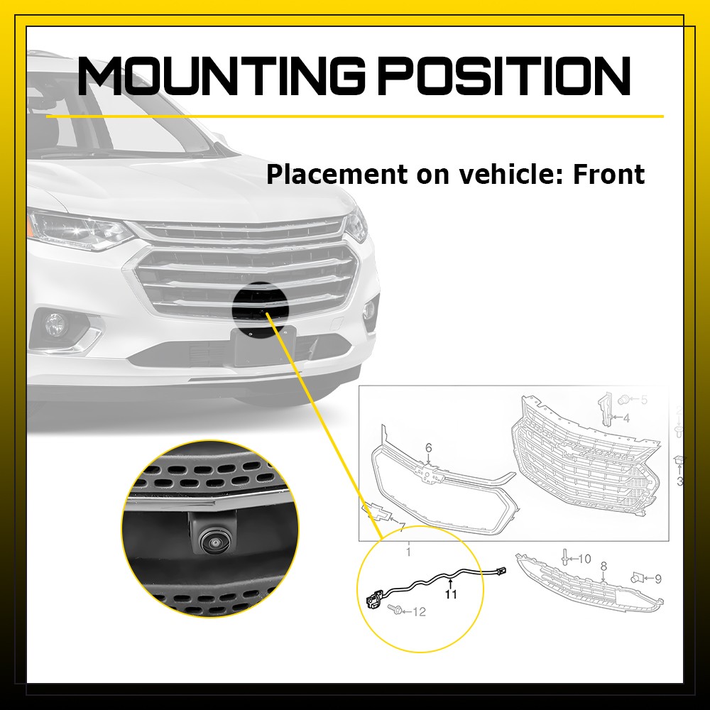 23165927 Front Grille Parking Camera Replacement For 2018-2021 Chevy Travers