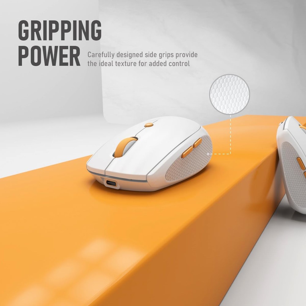 Whalices 52 Silent Wireless Mouse for Work & Study, Dual Mode Bluetooth White