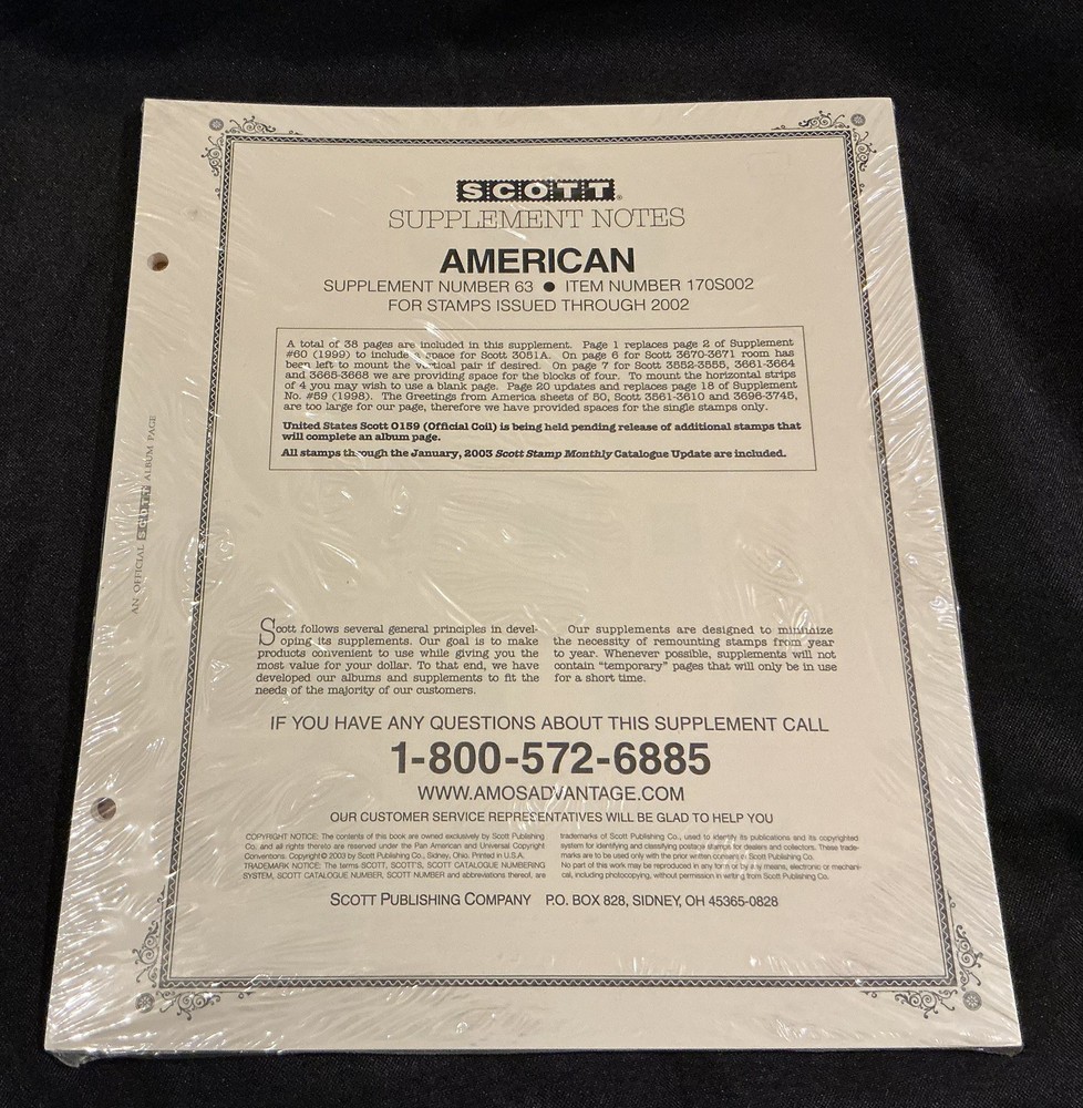 Scott American Notes supplement # 63 For Stamps Issued Through 2002