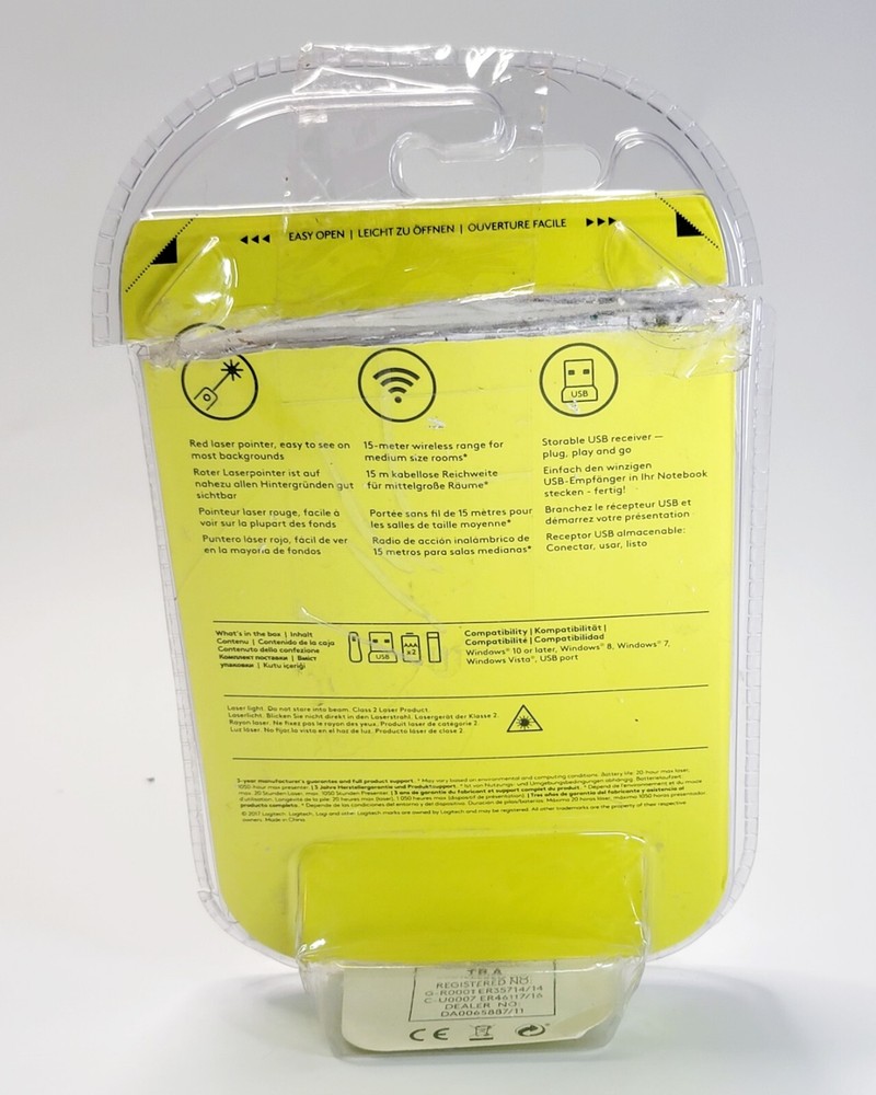 LOGITECH R400 Laser Presentation Remote BLACK Wireless 15 Meters MISSING CASE