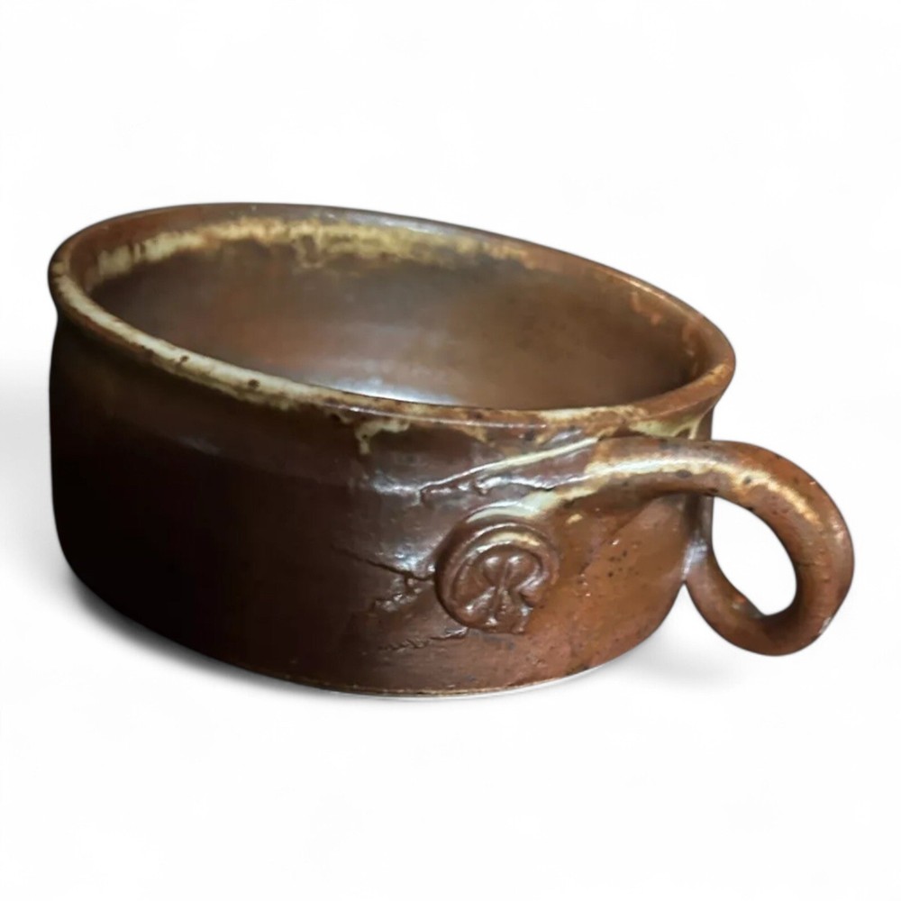 RUTH RODDA POTTERY, Twisted Handle Bowl Studio pottery Marked MCM