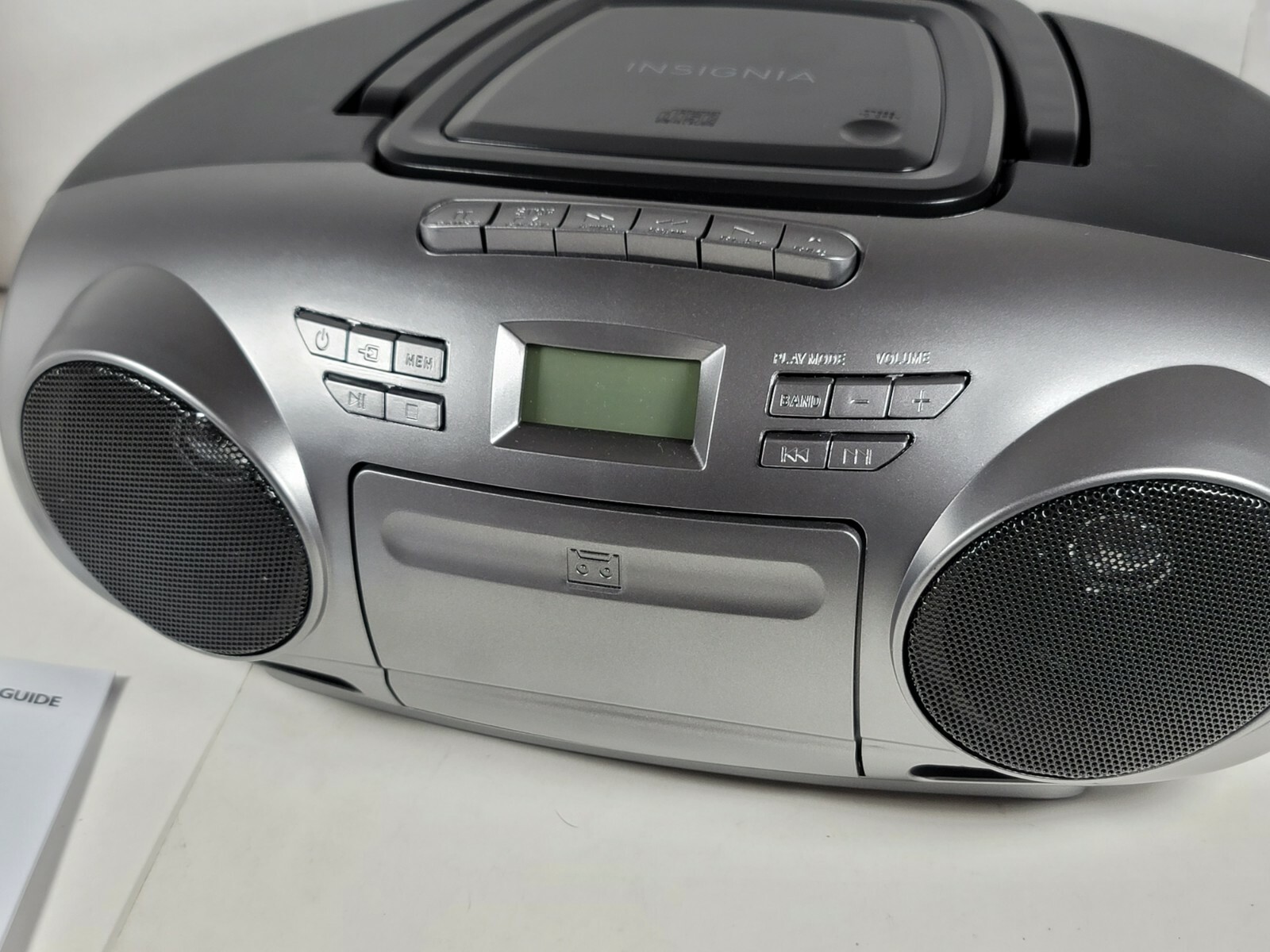 Insignia - AM/FM Radio Portable CD Boombox with Bluetooth - Silver/Black
