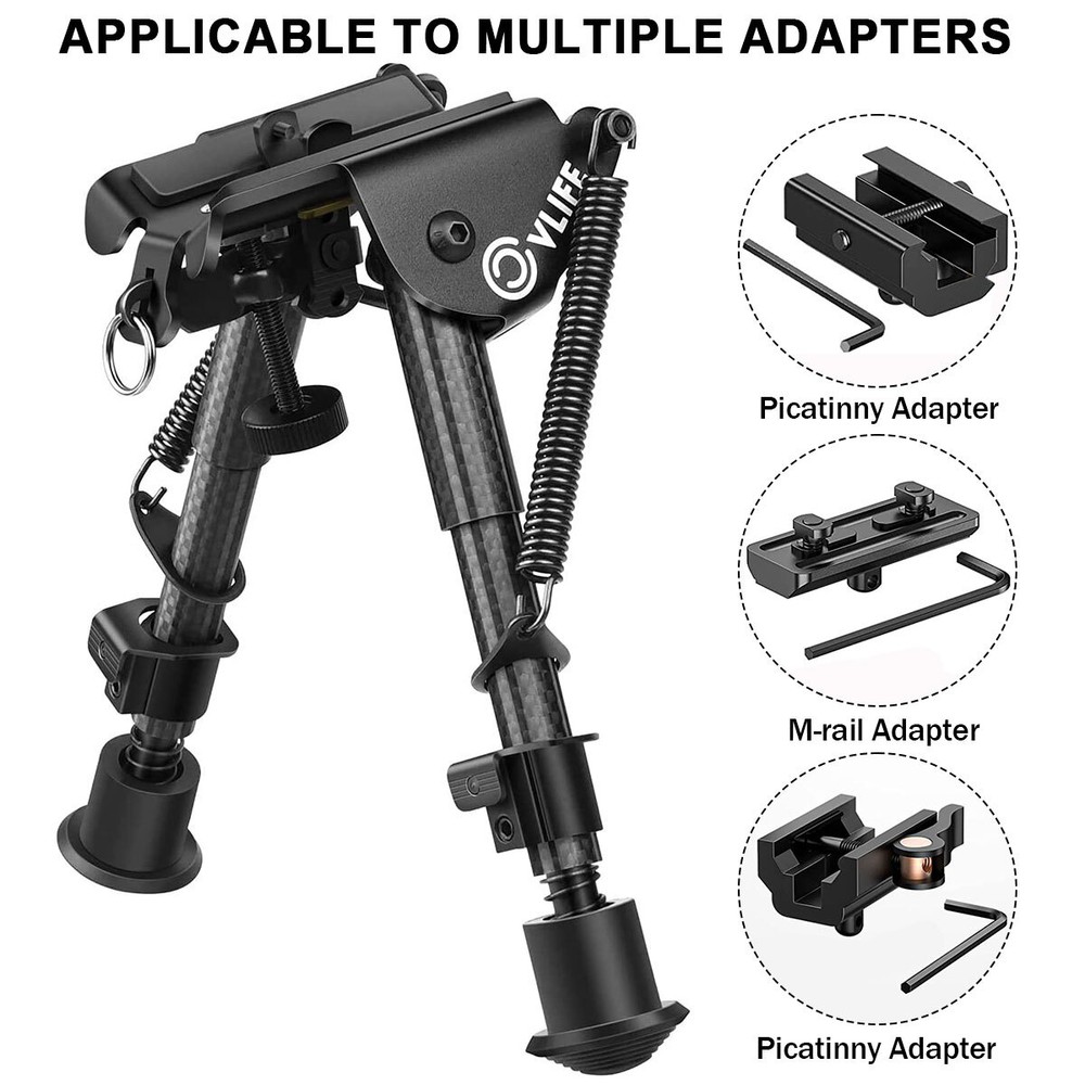 Adjustable 6"- 9" Tactical Rifle Bipod Spring Return For Sling Swivel Stud Mount