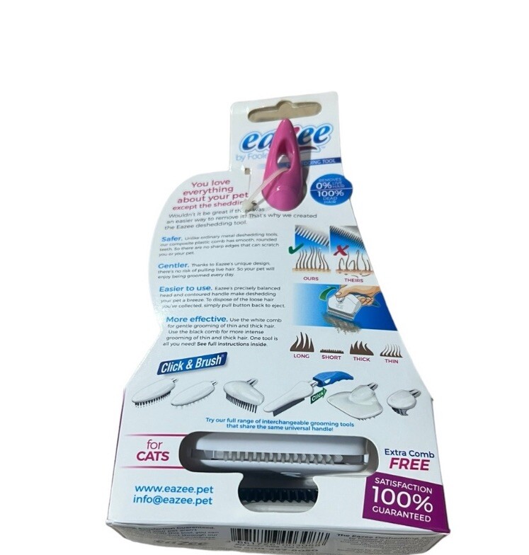 Eazee Cat DeShedding Brush By Foolee (Pink)