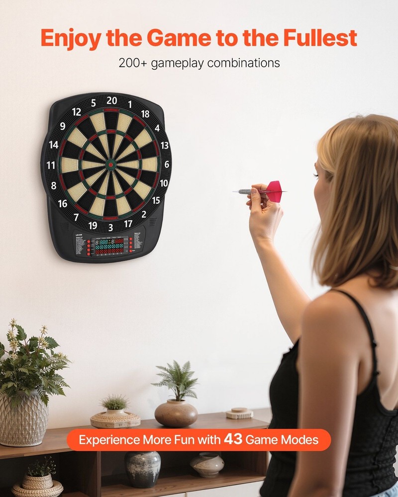 13.5in Beginner-Friendly Electronic Dartboard 43 Modes LCD Display