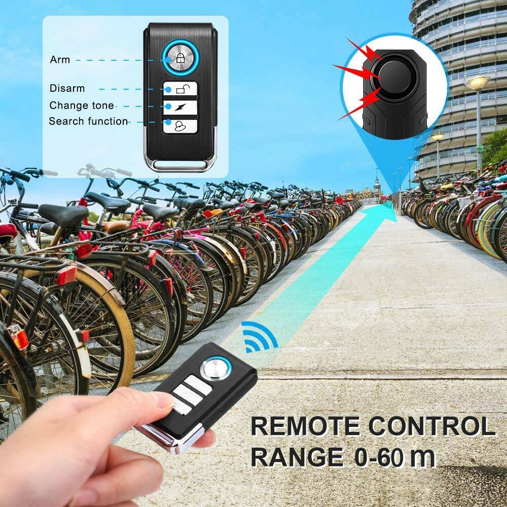 Bike Motorcycle Alarm Wireless Anit-Theft with Remote for Bicycle E-Bike Vehicle