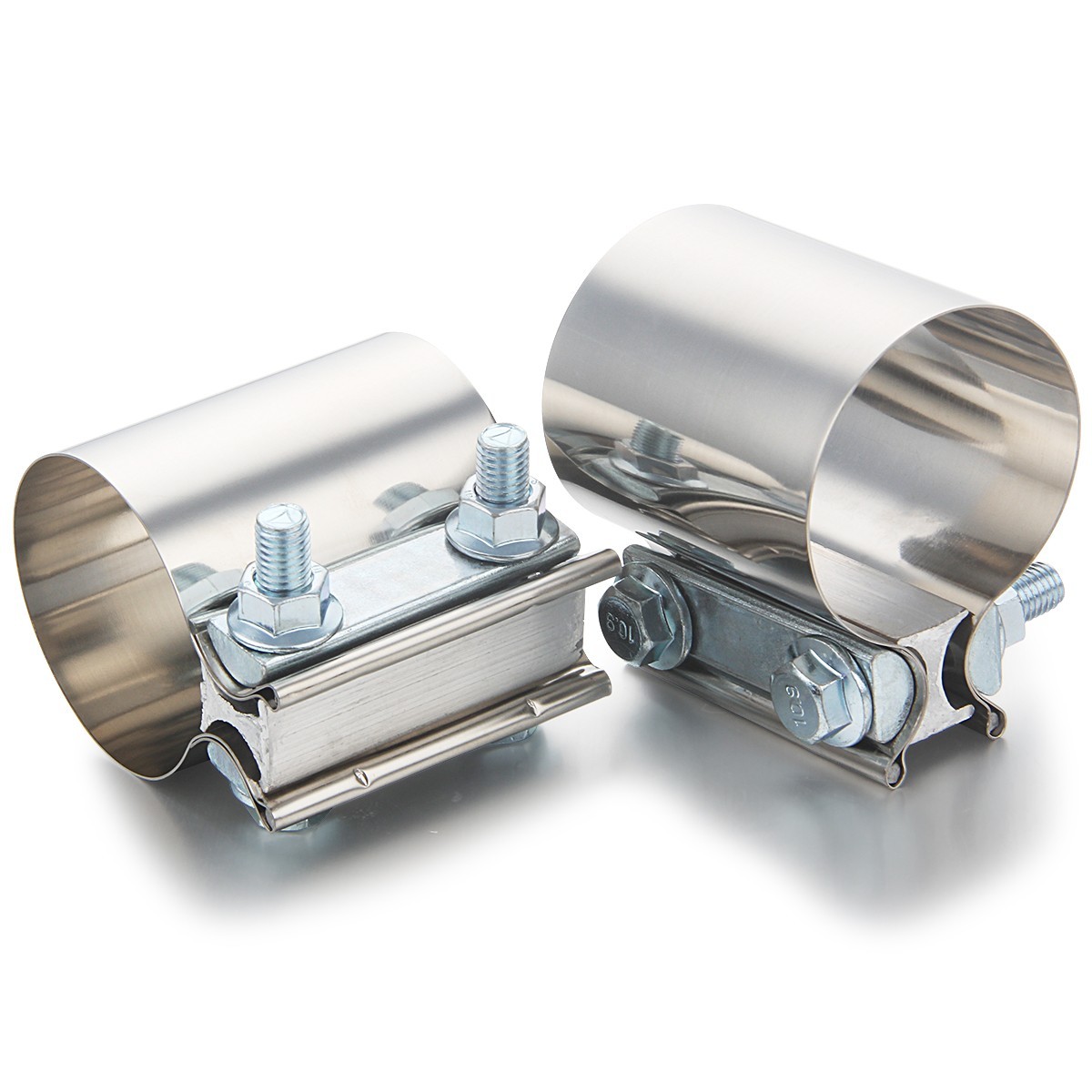 2PCS Stainless Steel Butt Joint Band Exhaust Clamp Sleeve Coupler T304 2inch