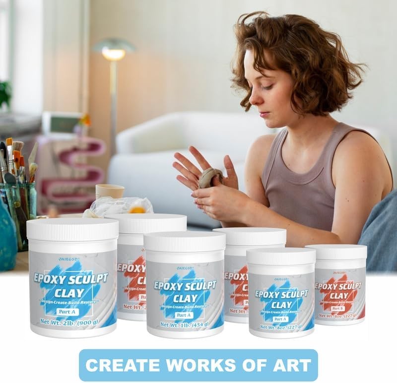 1 Pound White Epoxy Putty Sculpt Clay, 2 Part (A & B) Modeling Compound