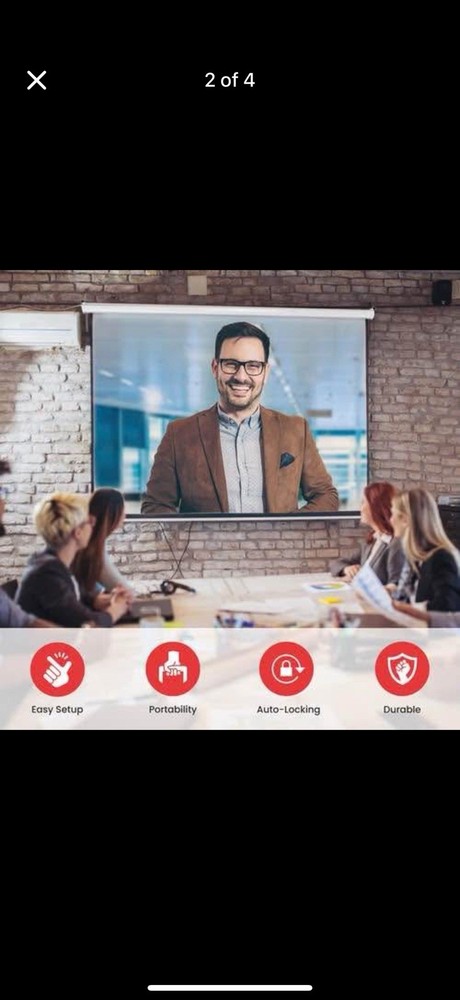 Easy Pull-Down Projector Screen – 72 Inch – Home Theater / Office