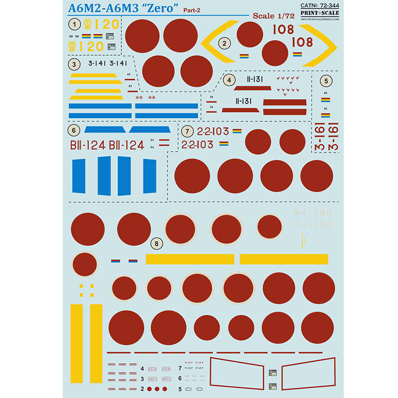 A6M2- A6M3 "Zero" Part 2 Decals 1:72 PS 72-344 for Aircraft Plastic model kit