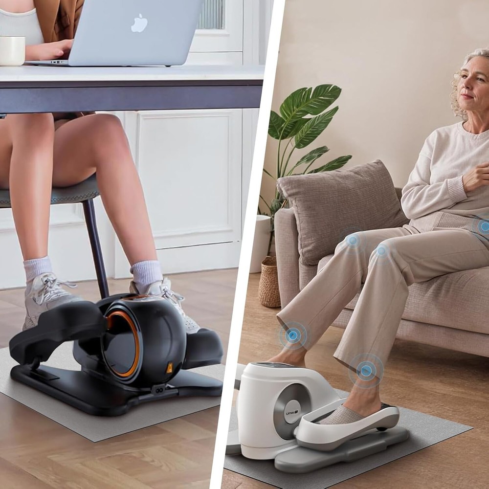 Under Desk Elliptical Exerciser with Non-Slip Mat - Compact Leg Workout Machine