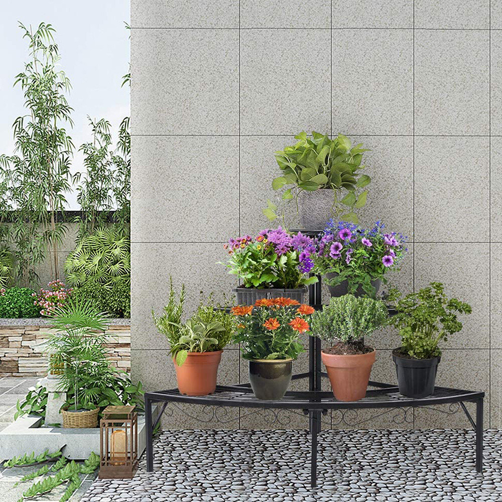 3 Tier Plant Stand Flower Pot Rack Stair-Step Plant Corner Shelf Display Holder