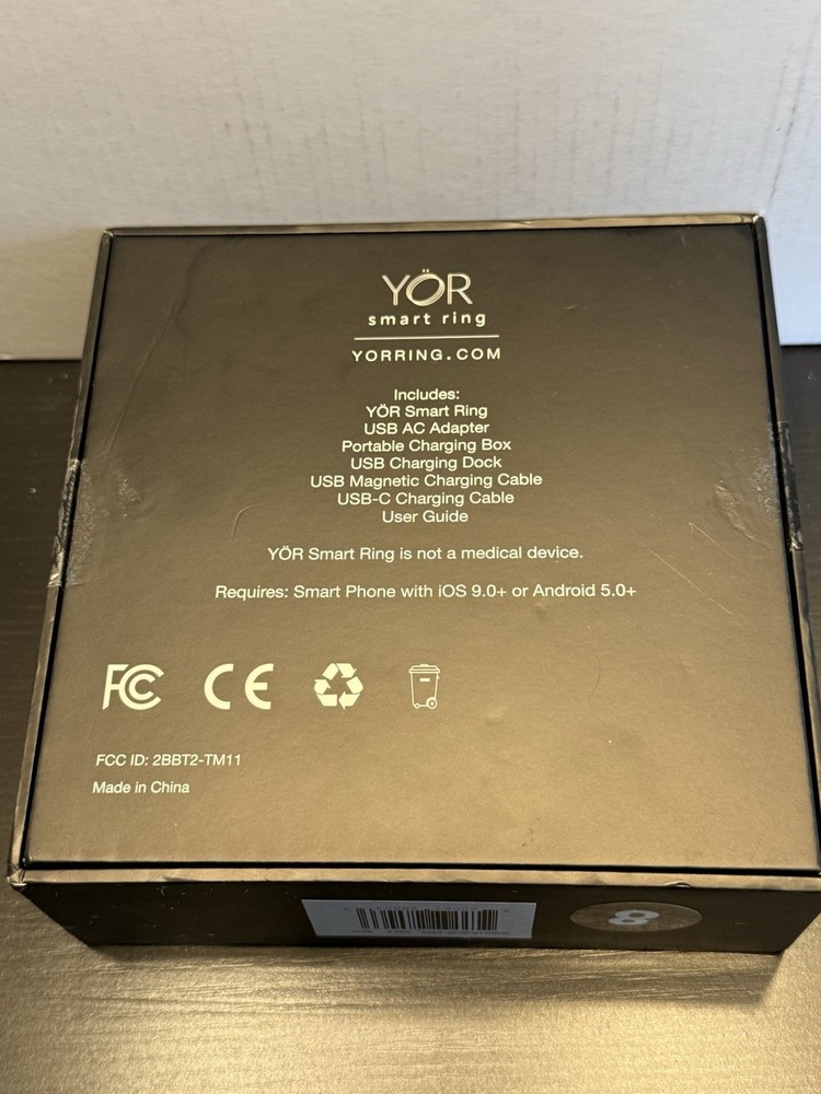 Letsfit YOR LR-08-SL-CASE Silver Smart Ring Activity Tracker Size 8