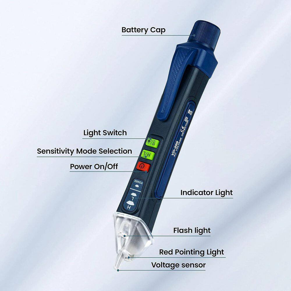 Dual Range Non-Contact Voltage Tester with LCD Display, Flashlight, and Audible