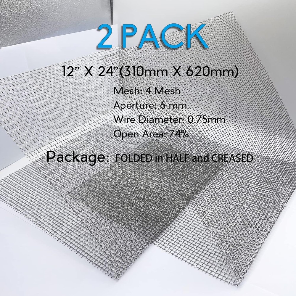 2-Pack 12x24 Stainless Steel Welded Wire Mesh - Rust-Proof & Durable