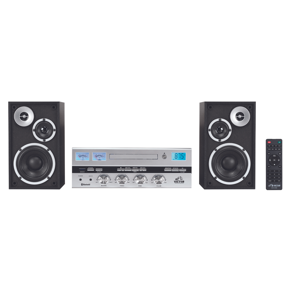 Victor Milwaukee II Desktop Bluetooth CD Stereo System with Functional VU Meters