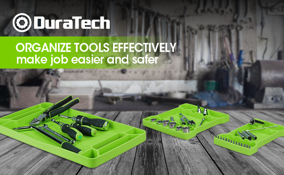 DURATECH Flexible Tool Tray Silicone Tool Holder Blue/Pink/Green 3pack Durable