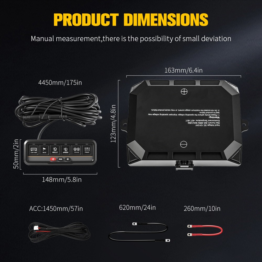 AUXBEAM 6 GANG SLIM LED SWITCH PANEL AUTO DIMMABLE OFF ROAD LIGHT RGB CONTROLLER