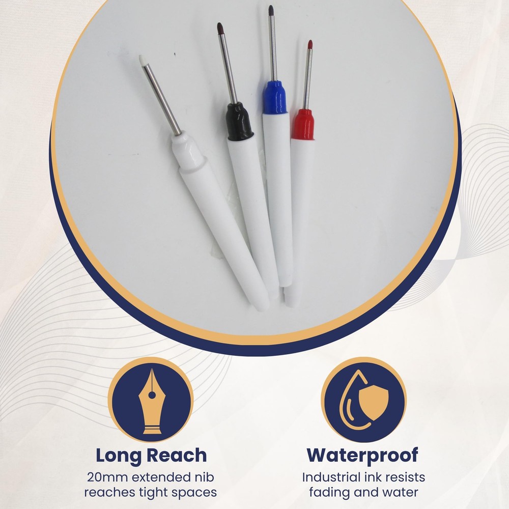 GadgetNestUSA - 4PCS Long Head Deep Hole Marker Pens - Waterproof Constructio...