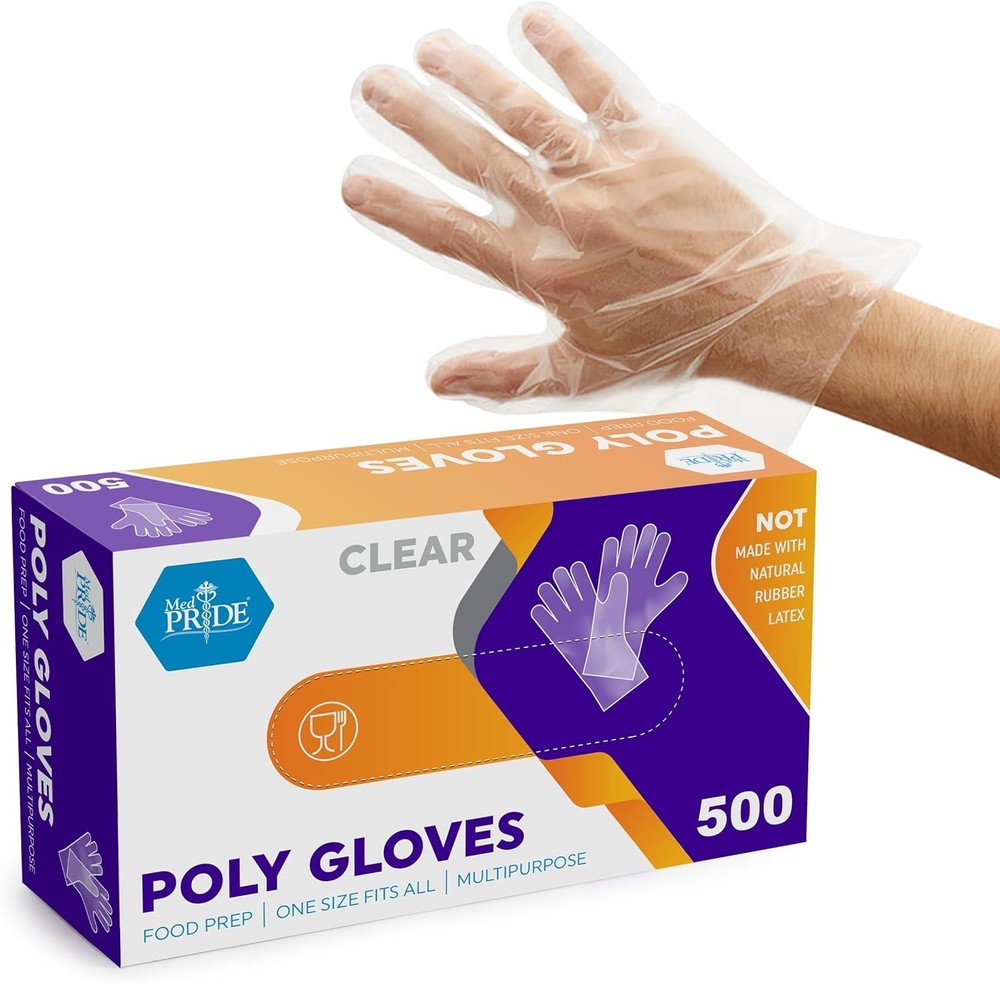 Clear Food-Prep Poly Gloves |Multipose Latex-Disposable
