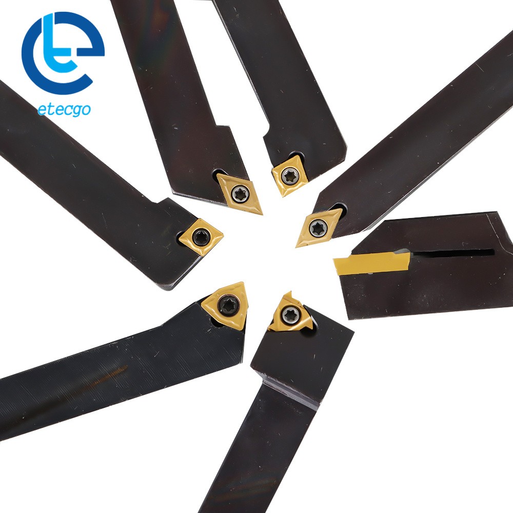 1/2" Lathe Turning Tools+Indexable Carbide Inserts With Storage Box 7Pcs