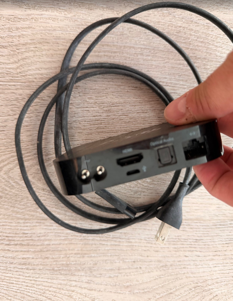 Apple TV Black MODEL A1469 with power cable.