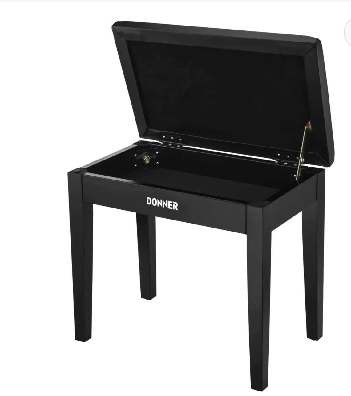 Beautiful Donner Piano Bench with Storage, Solid Wood DKB-10, Black
