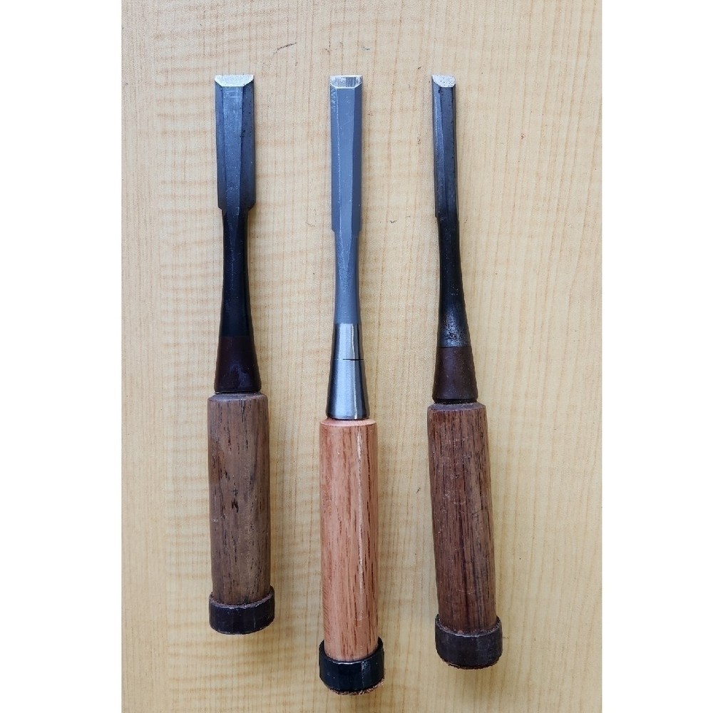 Carpenter Chisels 3pc Set Vintage Woodworking Tools Handcrafted Solid