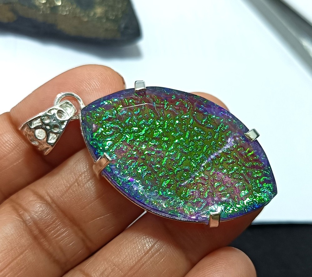 Multi-Color Natural 93.75 Ct Opal Doublet Pendant 925 Solid Silver Gemstone