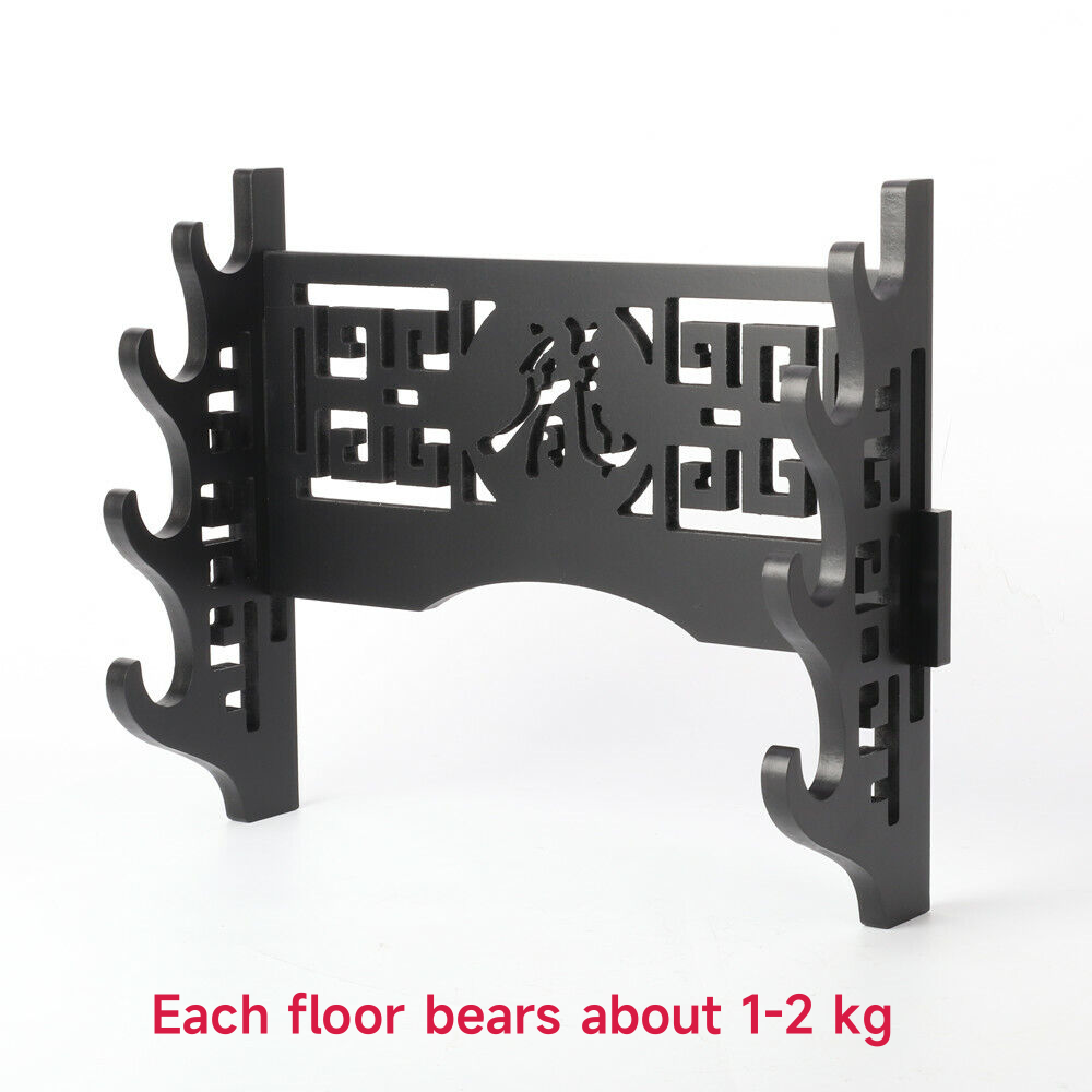 4 Tier Wall Mounted Sword Holder Display Stand Samurai Rack Hanger Bracket USA