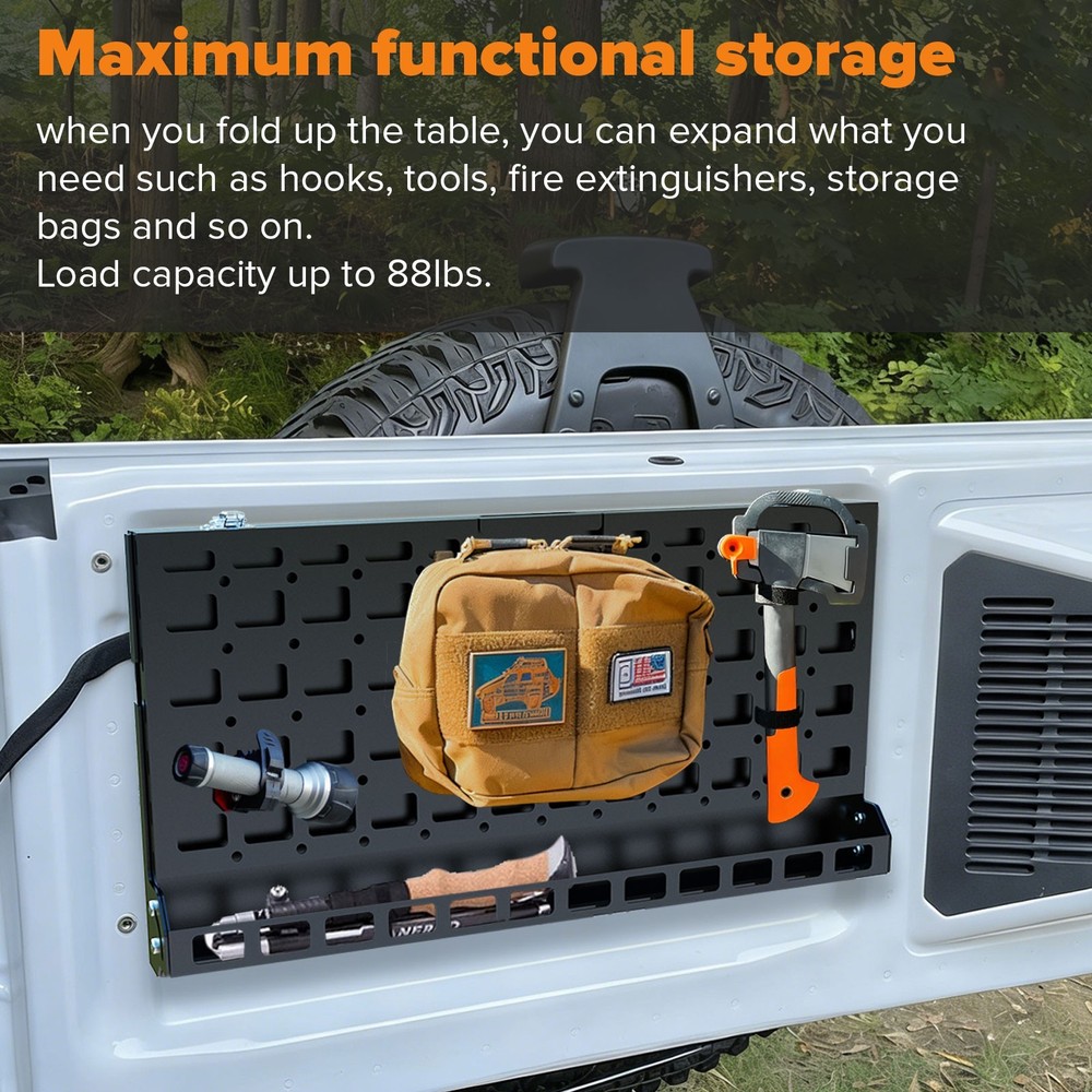 For 2021-2026 Ford Bronco Foldable Tailgate Table Double-Layer Cargo Shelf, Alu