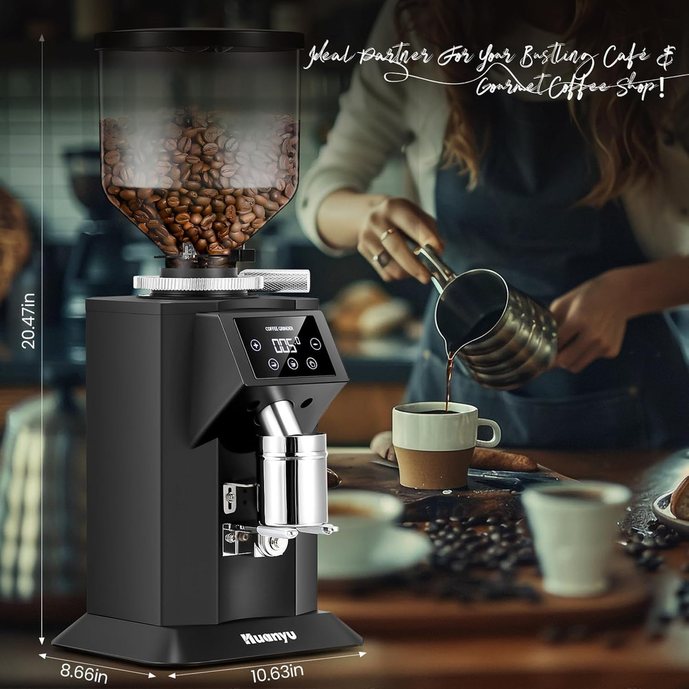 74mm Flat Burr Coffee Grinder with Touch Screen & 15 Grind Settings