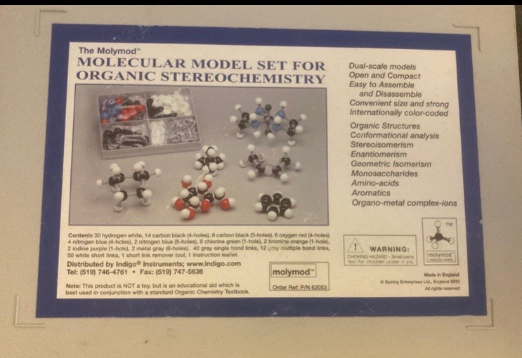 Molymod Organic Stereochemistry Molecular Model Set New in Box