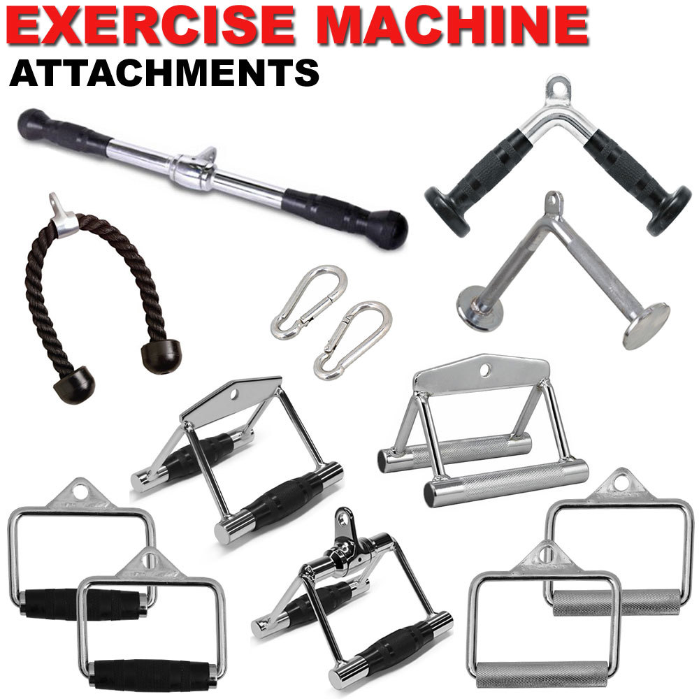 Home Gym Cable Attachment Handle Machine Strength Exercise Chrome Press Down Set