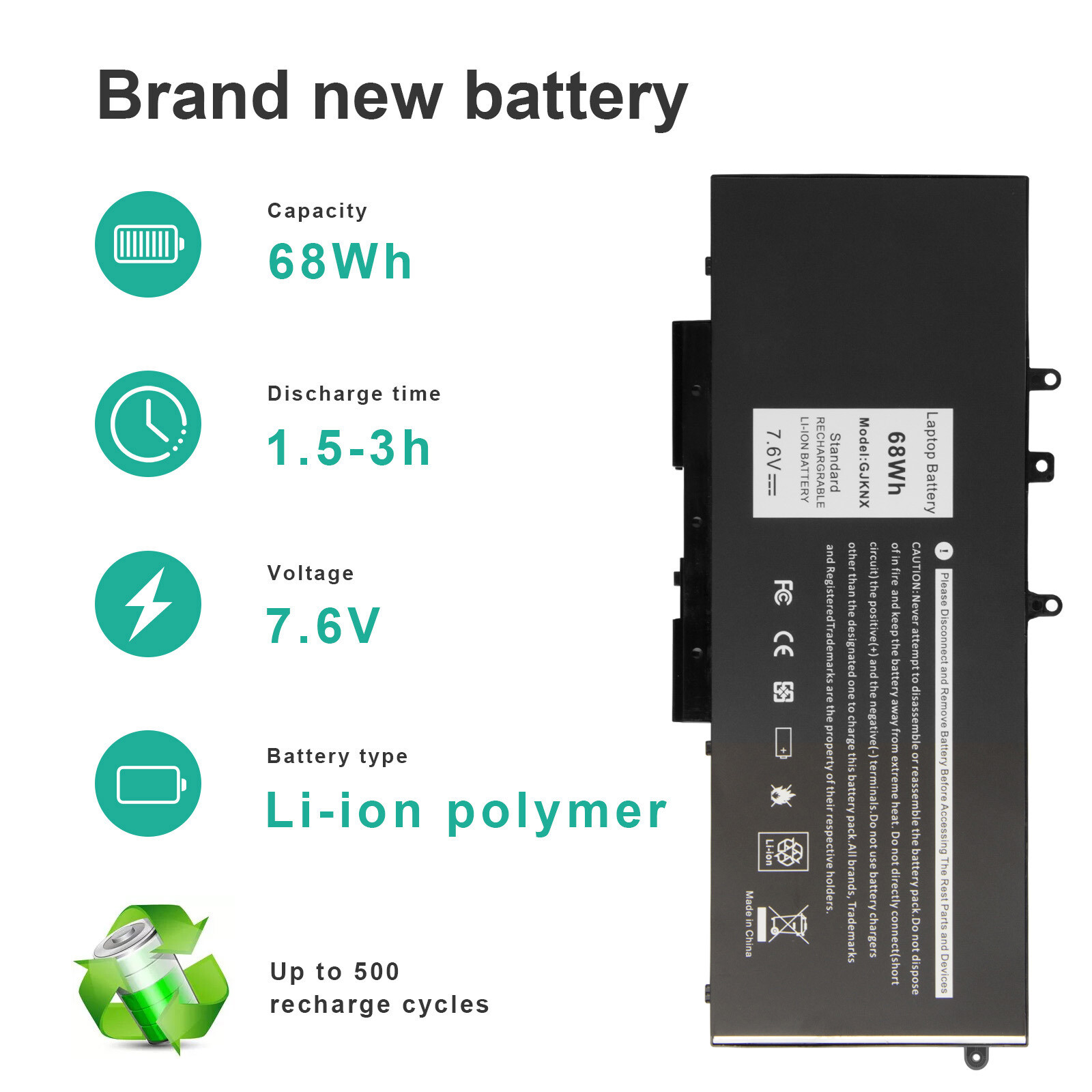 🧡LOT 1-100X GJKNX Battery For Dell Latitude 5480 5580 5490 5590 5488 E5280 68Wh