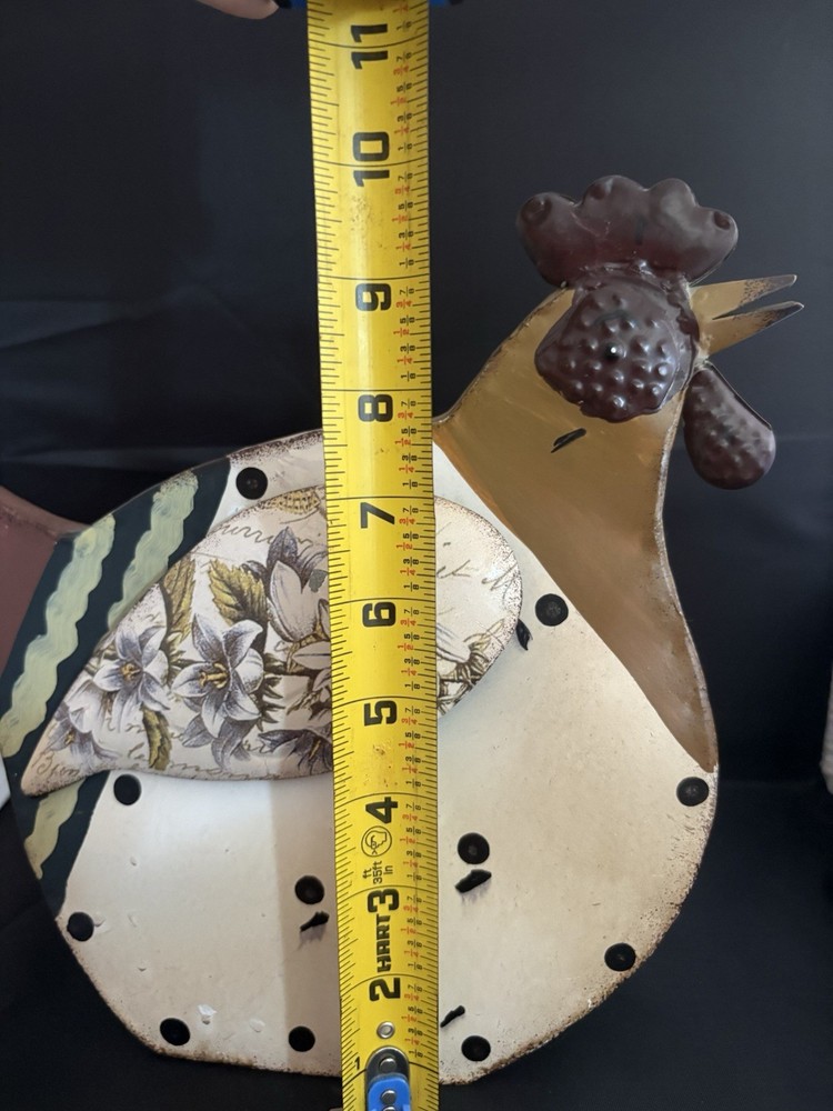 Whimsical Rustic Metal Hen Figurine – Double Sided with Bobble Spring Wings
