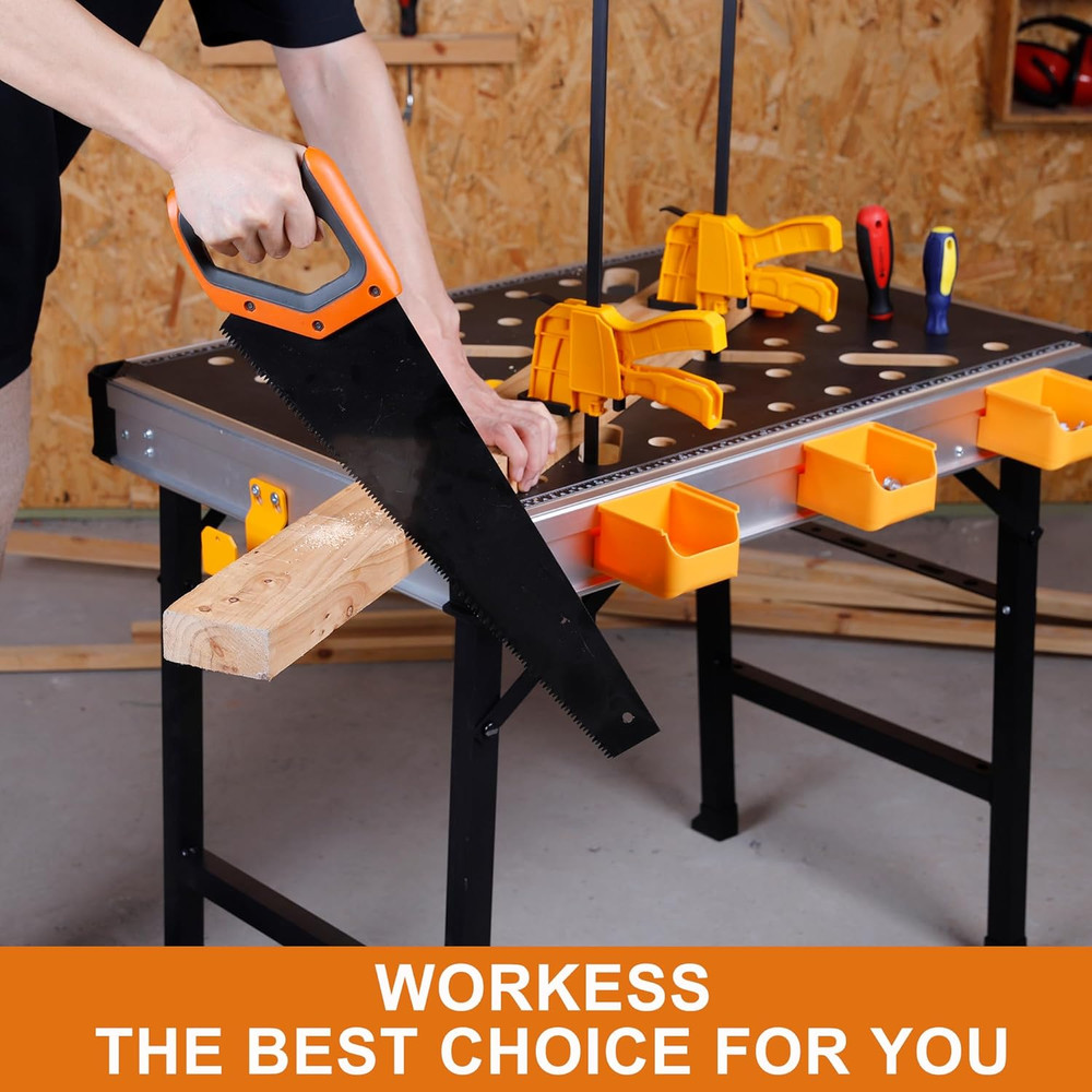 Portable Workbench 1000Lbs Capacity Heavy Duty Folding Work Table with 2 Quick C