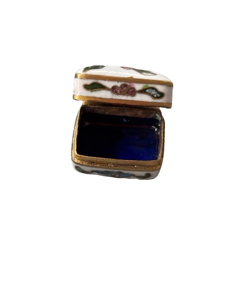 Mini Hinged Vintage Rectangular Cloisonné Trinket Box