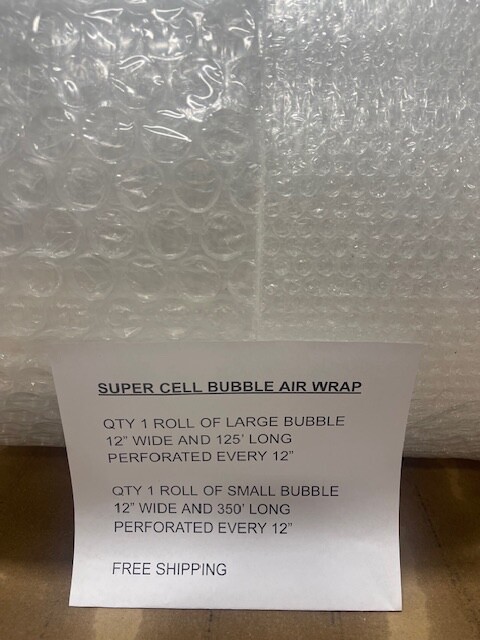 Small and Large Bubble Cushioning Wrap Combo Pack 125' large and 350' small