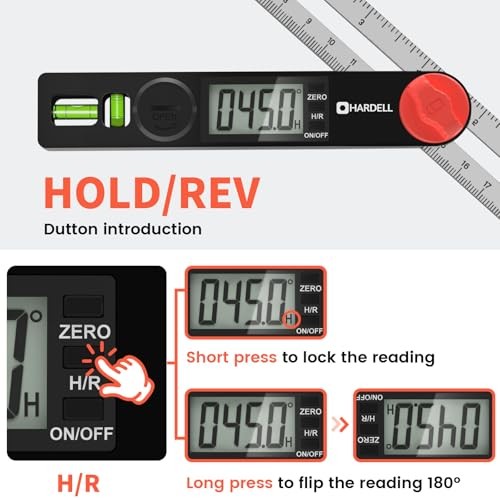 Digital Angle Finder, 8 inch 230mm T-Bevel Protractor Ruler, Horizontal