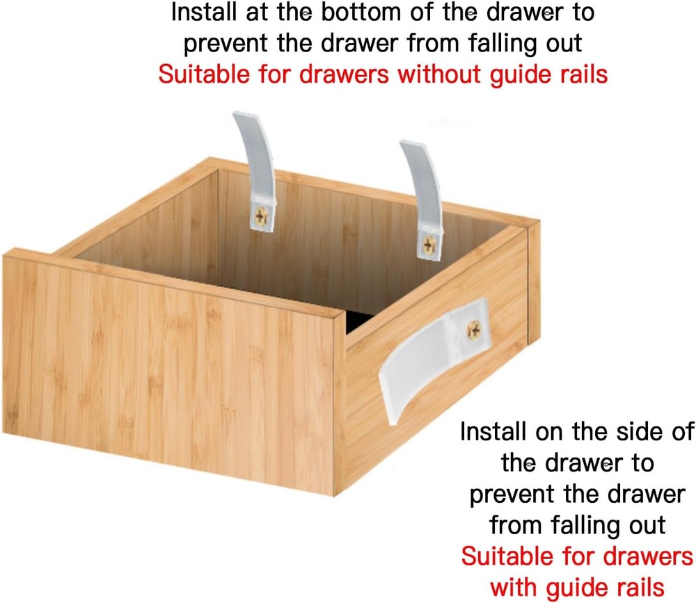 20Pcs Non-Slip Drawer Stops, Clear PVC Plastic Rectangular-50mm,