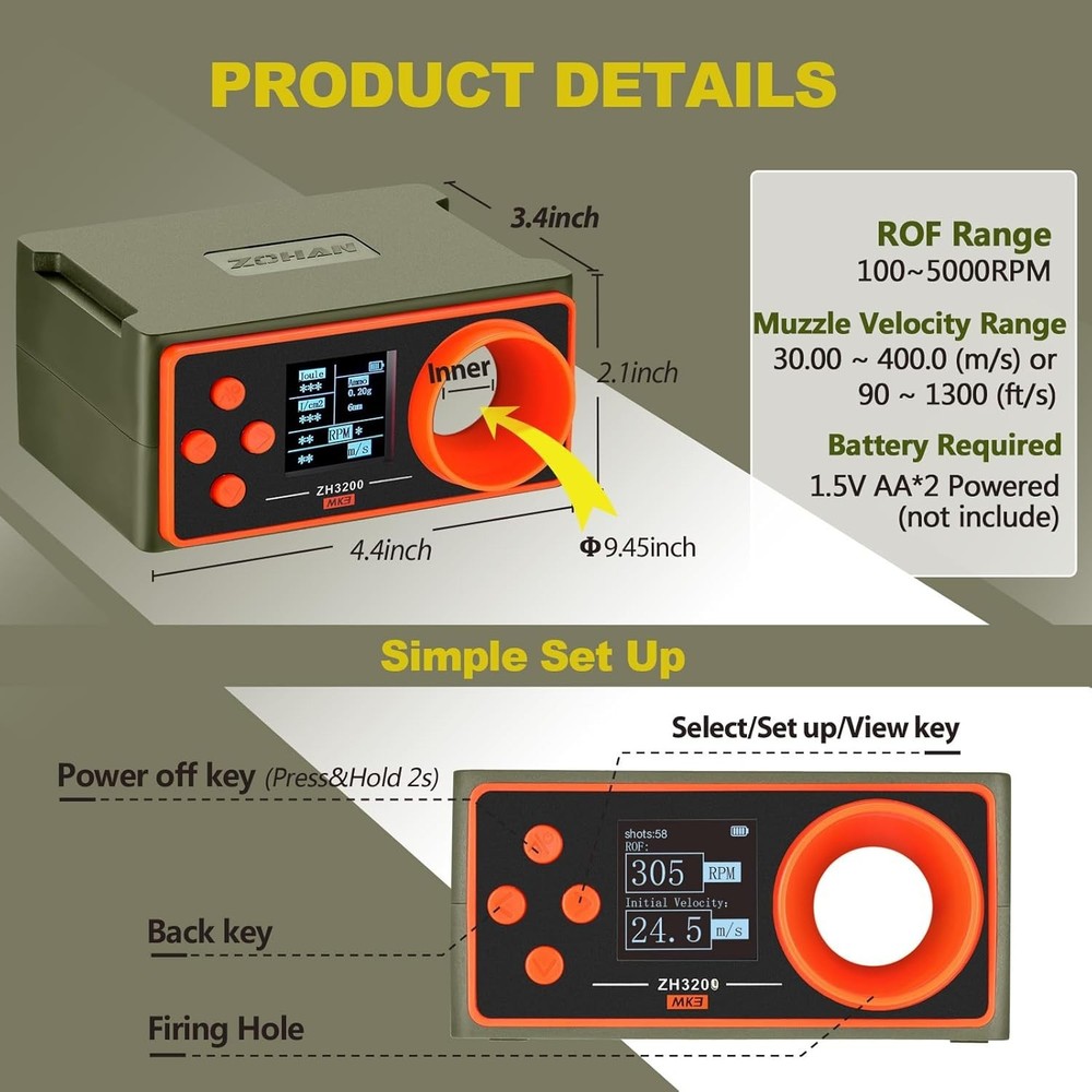 Versatile BB Speed Tester with Self-Calibrating Tech - Effortless Shooting Setup