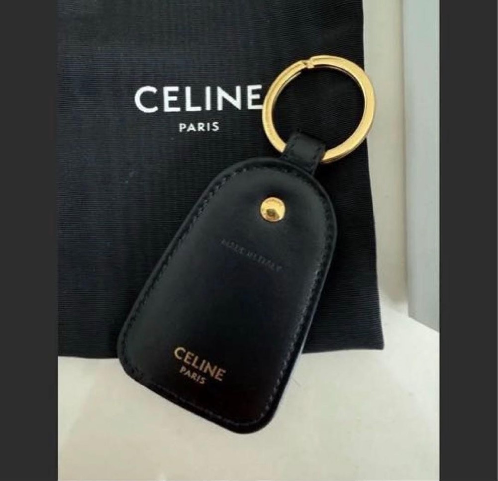 CELINE Celine Key Ring Triomphe Canvas & Calfskin