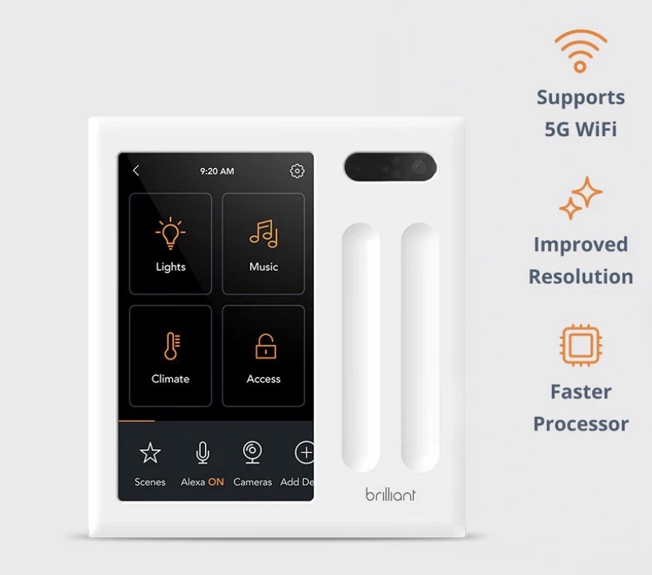 Brilliant Smart Home Control 2 2-Switch Panel Wi-Fi Alexa Google HomeKit Ring