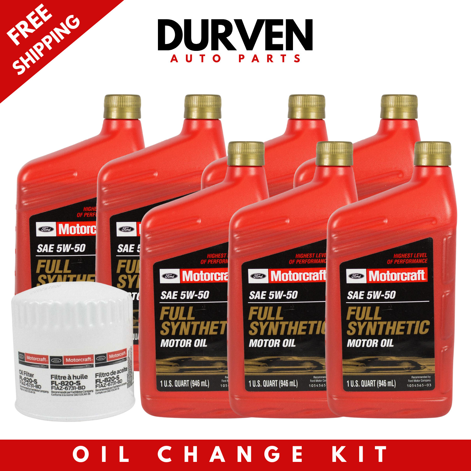 2007-2012 Ford Mustang GT500 5.4L Motorcraft Full Synthetic 5W-50 Oil Kit OEM