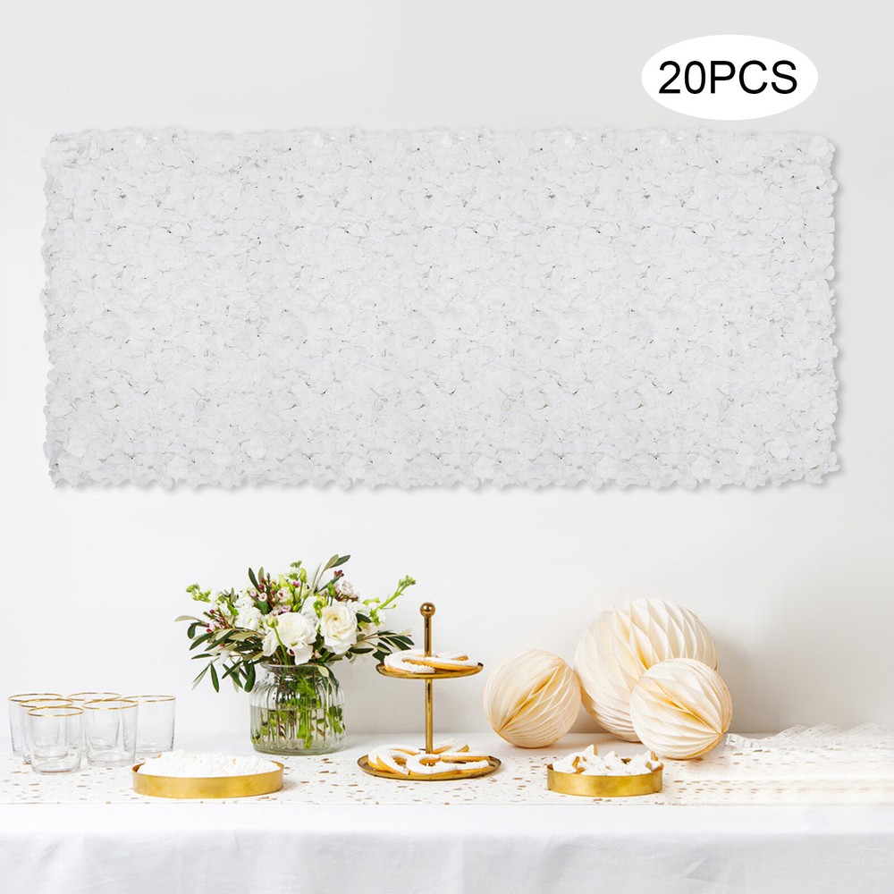 20Pcs Flower Panel Artificial Flower Wall Panel White Flower Backdrop Wall Decor